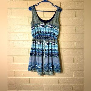 Rue 21 Blue Patterned Sleeveless Dress size M